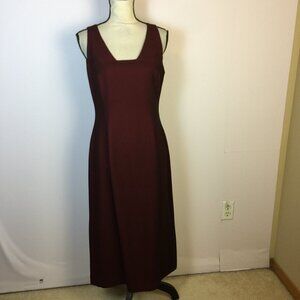 Alfani Midi A-line Dress Sz 8 Womans Burgundy Red Sleeveless Square Neck Vtg Y2K